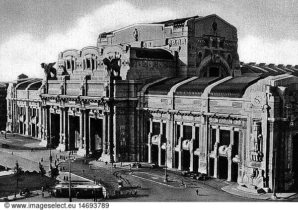 Geo hist.  Italien  StÃ¤dte  Mailand  GebÃ¤ude  Hauptbahnhof  Fotopostkarte  1950er Jahre Geo hist., Italien, StÃ¤dte, Mailand, GebÃ¤ude, Hauptbahnhof, Fotopostkarte, 1950er Jahre