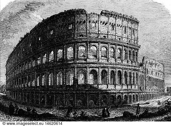 Geo. hist.  Italien  StÃ¤dte  Rom  Kolosseum  Nordseite  Xylografie  um 1860 Geo. hist., Italien, StÃ¤dte, Rom, Kolosseum, Nordseite, Xylografie, um 1860,