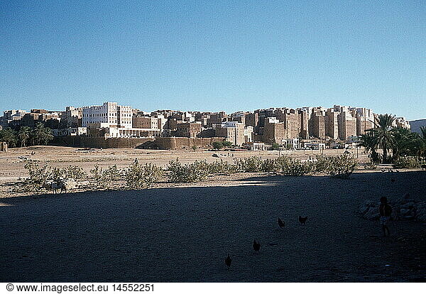 Geo. hist.  Jemen  StÃ¤dte  Schibam  Stadtansicht  1978