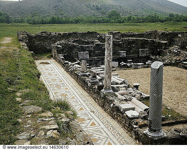 Geo. hist.  Jugoslawien  RÃ¶mische Ruinen  Stadt Stobi  Palast des Theodosius  um 1990