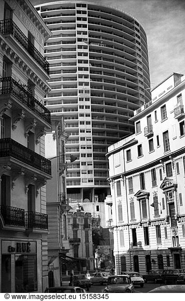 Geo hist.  Monaco  Monte Carlo  StraÃŸen  Boulevard d'Italie  Blick zum Chateau Perigord  1966