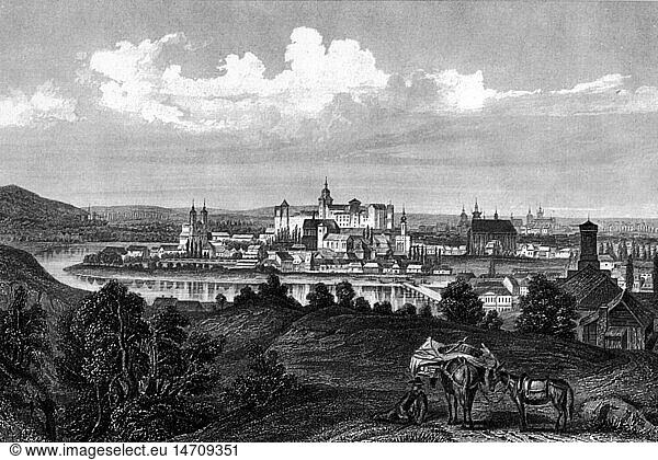 Geo hist.  Polen  StÃ¤dte  Krakow (Krakau)  Ansicht  Xylografie  um 1850
