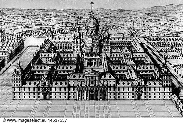 Geo. hist.  Spanien  StÃ¤dte  Madrid  SchlÃ¶sser  Escorial  erbaut 1563 - 1584