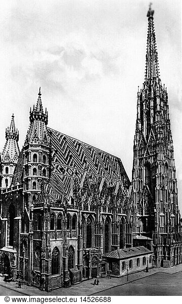 Geo. hist.  Ã–sterreich  StÃ¤dte  Wien  Kirchen  St. Stefan  1930er Jahre Geo. hist., Ã–sterreich, StÃ¤dte, Wien, Kirchen, St. Stefan, 1930er Jahre