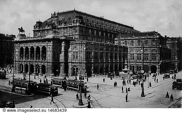 Geo. hist.  Ã–sterreich  Wien  GebÃ¤ude  Staatsoper  RingstraÃŸe  Abschnitt: Opernring  um 1900 Geo. hist., Ã–sterreich, Wien, GebÃ¤ude, Staatsoper, RingstraÃŸe, Abschnitt: Opernring, um 1900,
