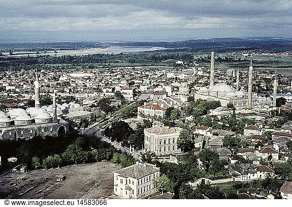 Geo. hist.  TÃ¼rkei  StÃ¤dte  Edirne  Stadtansichten  Blick von der Selimiye-Moschee auf die Stadt  1960er Jahre