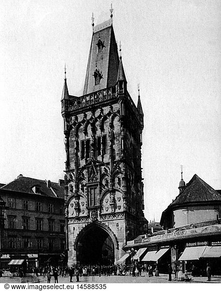 Geo. hist.  Tschechoslowakei  StÃ¤dte  Prag  Altstadt  Pulverturm  1901 Geo. hist., Tschechoslowakei, StÃ¤dte, Prag, Altstadt, Pulverturm, 1901,
