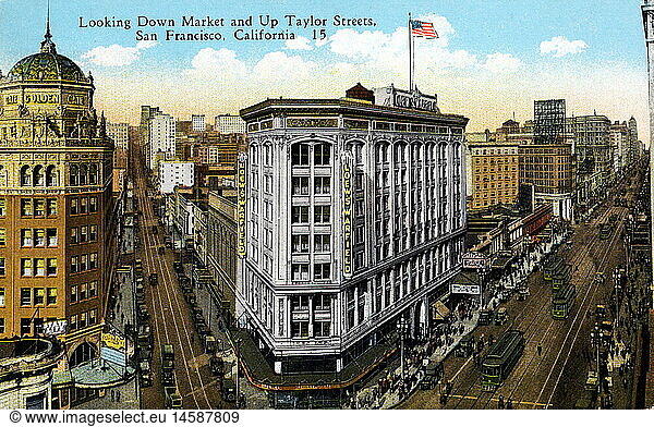 Geo. hist.  USA  San Francisco  Originalfarbpostkarte  um 1920 Geo. hist., USA, San Francisco, Originalfarbpostkarte, um 1920,