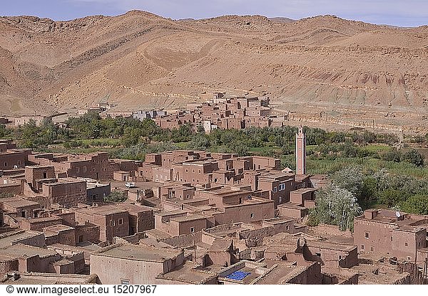 Geografie,  Marokko,  Blick Ã¼ber die Ortschaft,  Assfalou,  StraÃŸe der Kasbahs,  Afrika