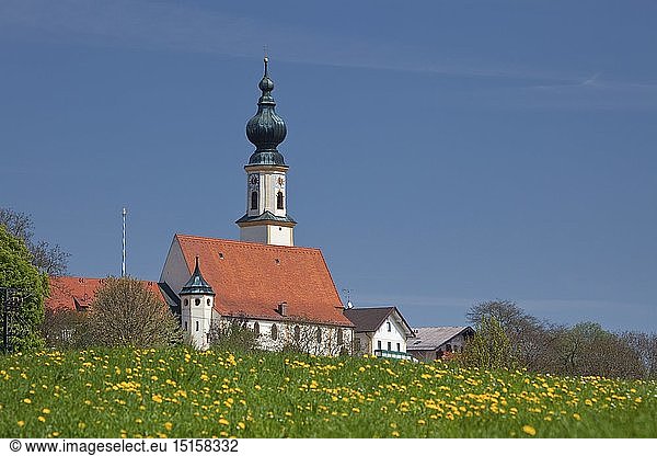 Geografie  BRD  Bayern  HÃ¶slwang  Kirchturm  Chiemgau