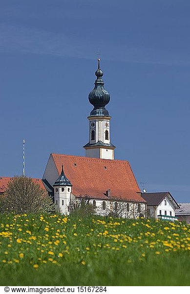 Geografie  BRD  Bayern  HÃ¶slwang  Kirchturm  Chiemgau