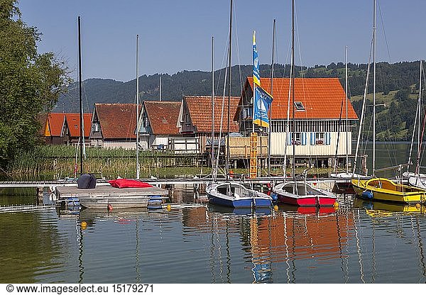 Geografie  BRD  Bayern  Immenstadt im AllgÃ¤u  BootshÃ¤user in BÃ¼hl  GroÃŸer Alpsee  bei Immenstadt  OberallgÃ¤u  AllgÃ¤u  Schwaben