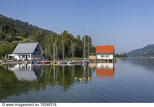 Geografie  BRD  Bayern  Immenstadt im AllgÃ¤u  BootshÃ¤user in BÃ¼hl  GroÃŸer Alpsee  bei Immenstadt  OberallgÃ¤u  AllgÃ¤u  Schwaben
