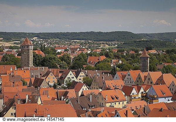Geografie  BRD  Bayern  StÃ¤dte  Rothenburg ob der Tauber  Stadtansicht  Altstadt  Ausblick vom Rathausturm