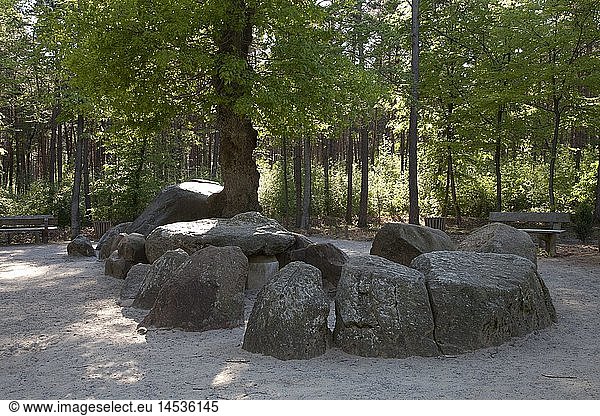 Geografie  BRD  Nordrhein-Westfalen  MÃ¼nsterland  Naturpark 'Hohe Mark'  Heiden  KultstÃ¤tte  Teufelssteine  'DÃ¼welsteene'  Steinkammergrab