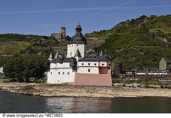 Geografie  BRD  Rheinland-Pfalz  Kaub  Burg Pfalz und Burg Gutenfels