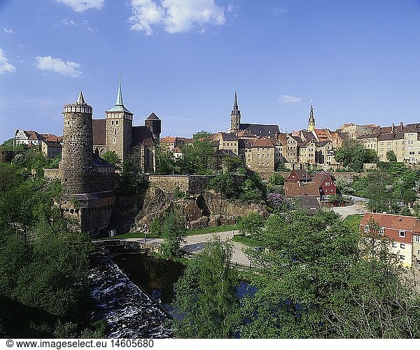 Geografie BRD Sachsen Bautzen Stadtansichten Stadtansicht mit Spree Alte Wasserkunst Schloß Ortenburg