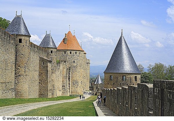 Geografie  Frankreich  Carcassonne  Chateau Vicomtal  Stadtmauer der Altstadt