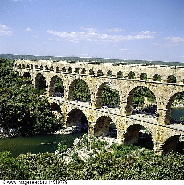 Geografie  Frankreich  Pont du Gard  Languedoc  Pont du Gard - AquÃ¤dukt