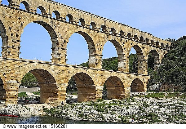 Geografie  Frankreich  Pont du Gard  rÃ¶misches AquÃ¤dukt  erbaut: 19 vChr.