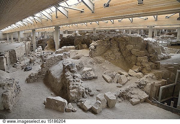 Geografie  Griechenland  Bronzezeitlich-minoische AusgrabungsstÃ¤tte von Akrotiri  2012 wiedererÃ¶ffnet  Santorin  Kykladen  Griechische Inseln