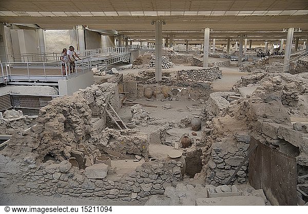 Geografie  Griechenland  Bronzezeitlich-minoische AusgrabungsstÃ¤tte von Akrotiri  2012 wiedererÃ¶ffnet  Santorin  Kykladen  Griechische Inseln