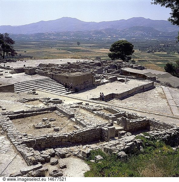 Geografie  Griechenland  Kreta  Phaistos  minoische Palastanlage  20.- 14.JH.v.Chr.  Neuer Palast  erbaut um 1600 v.Chr.  Ruine  Treppenhaus