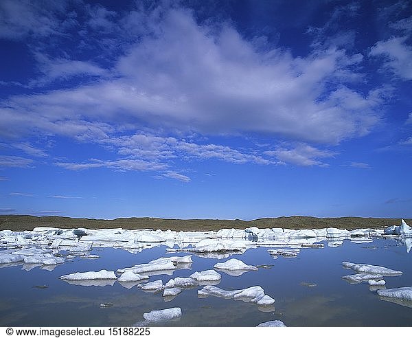 Geografie  Island  Austurland  bei HÃ¶fn  Gletschersee Fjallsarlon am Gletscher des Hvannadalshnukur