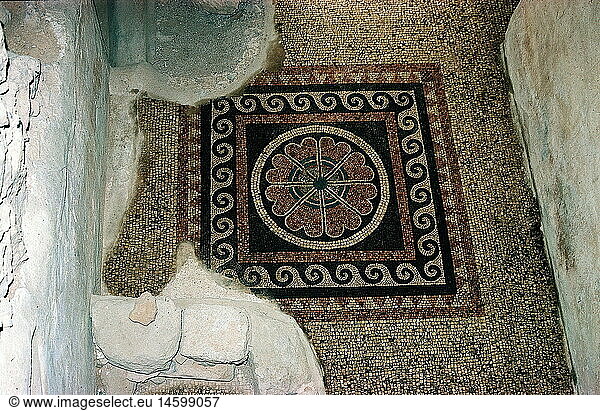 Geografie  Israel  Mezada (Masada)  Festung  byzantinische Kapelle  Bodenmosaik Geografie, Israel, Mezada (Masada), Festung, byzantinische Kapelle, Bodenmosaik,