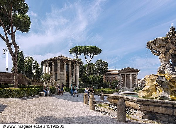 Geografie  Italien  Latium  Rom  Forum Boarium mit Tempel des Hercules Victor oder Olivarius (auch Vestatempel) und Tempel des Portunus