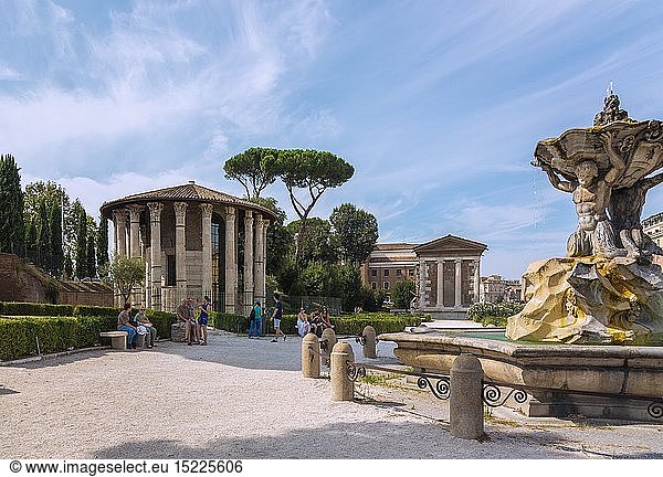 Geografie  Italien  Latium  Rom  Forum Boarium mit Tempel des Hercules Victor oder Olivarius (auch Vestatempel) und Tempel des Portunus