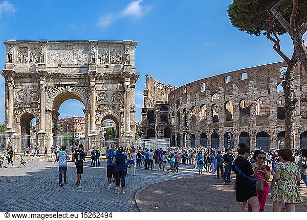 Geografie  Italien  Latium  Rom  Konstantinsbogen SÃ¼dseite  Kolosseum