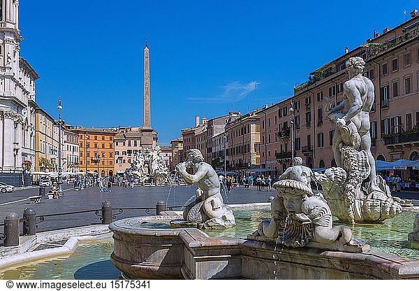Geografie  Italien  Latium  Rom  Piazza Navona  Neptunbrunnen  VierstrÃ¶mebrunnen  Fontana dei Quattro Fiumi
