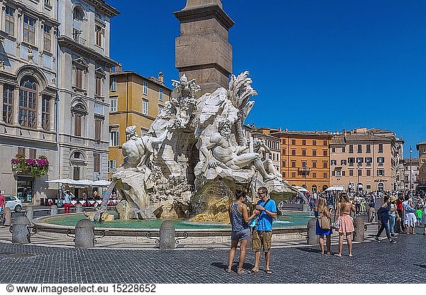 Geografie  Italien  Latium  Rom  Piazza Navona  VierstrÃ¶mebrunnen  Fontana dei Quattro Fiumi