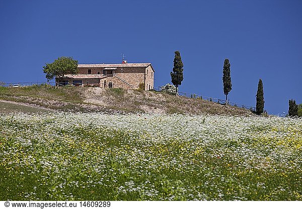 Geografie  Italien  Toskana  altes Bauernhaus bei Pienza