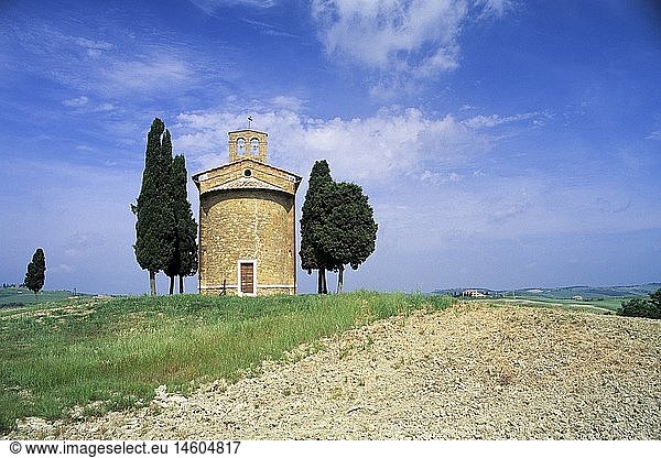 Geografie  Italien  Toskana  Orcia Tal  Kapelle Vitaletta zwischen San Quirico und Pienza