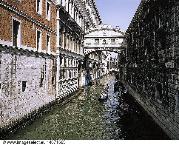 Geografie  Italien  Venedig  BrÃ¼cken  SeufzerbrÃ¼cke (Ponte dei Sospiri) zwischen Dogenpalast und ehemaligem GefÃ¤ngnis  entworfen: 1605 von Antonio Contin