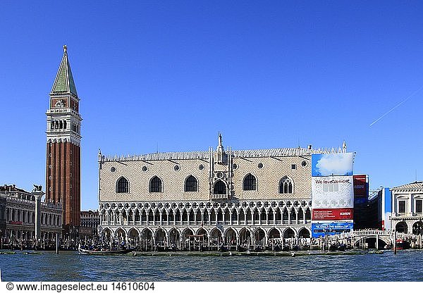 Geografie  Italien  Venetien  Venedig  Dogenpalast  Canale di San Marco  Campanile