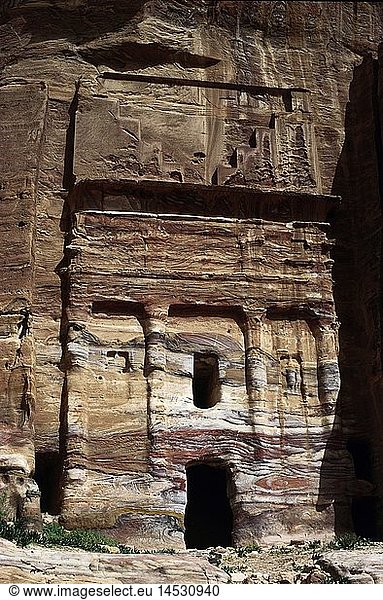 Geografie  Jordanien  Petra  GebÃ¤ude  KÃ¶nigsgrÃ¤ber  'Seidengrab'  Grabtempel  2. oder 3. Jahrhundert n. Chr.