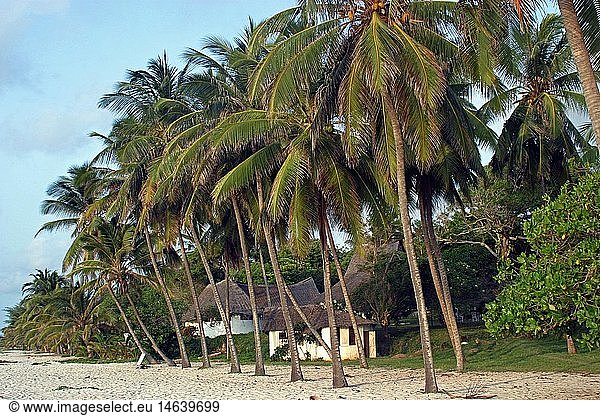 Geografie  Kenia  Landschaften  Twiga Beach  Siedlung unter Kokospalmen