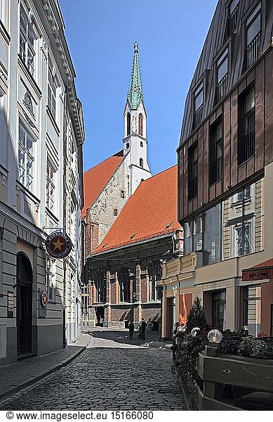 Geografie  Lettland  Baltikum  Riga  Altstadt  Johanniskirche  Jana baznica  ursprÃ¼nglich 1234 als Kapelle eines Dominikanerklosters errichtet. Heute erscheint die Kirche im Wesentlichen als spÃ¤tgotischer Bau des ausgehenden 15. Jhds.  einziger Treppengiebel an einem Sakralbau in Riga