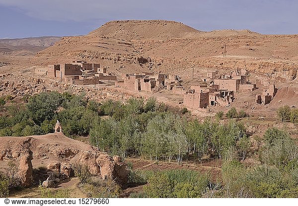 Geografie  Marokko  Ksar  befestigte Stadt  StraÃŸe der Kasbahs  Ounila-Tal  bei Ait-Ben-Haddou  Region Souss-Massa-Draa  Afrika
