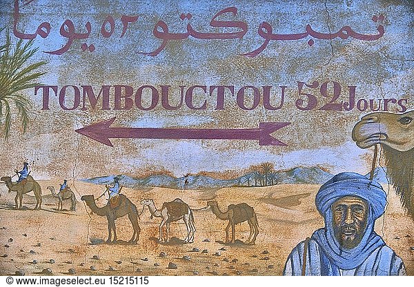 Geografie  Marokko  Schild 'Timbtu 52 Tage'  Zagora  Afrika