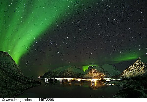Geografie  Norwegen  Polarlicht Ã¼ber Senja Bergsbotn