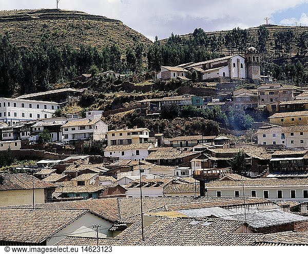 Geografie  Peru  Cusco  Stadtansichten  Blick Ã¼ber die HausdÃ¤cher der Stadt