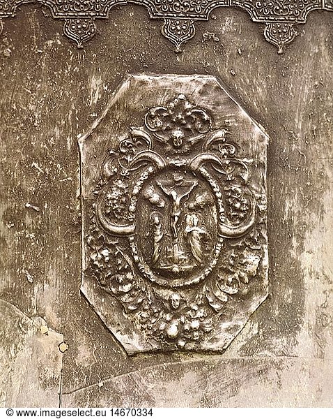 Geografie  RumÃ¤nien  Kirchen und KlÃ¶ster  Kloster Putna  Glocke  Relief  Kreuzigung  Bronze  1760