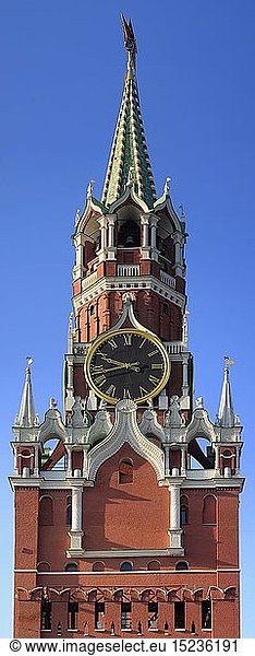 Geografie  Russland  Moskau  GebÃ¤ude  Kreml  Detail  ErlÃ¶sertum (Spasskaja Turm)  AuÃŸenansicht