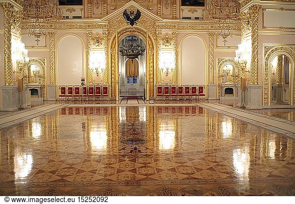 Geografie  Russland  Moskau  GebÃ¤ude  Kreml  GroÃŸer Kremlpalast  Innenansicht  Alexandersaal  offizielle Residenz der PrÃ¤sidenten der Russischen FÃ¶deration