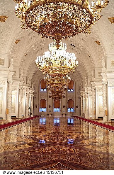 Geografie  Russland  Moskau  GebÃ¤ude  Kreml  GroÃŸer Kremlpalast  offizielle Residenz der PrÃ¤sidenten der Russischen FÃ¶deration  Innenansicht  Sankt Georg Saal