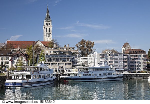 Geografie  Schweiz  Kanton Thurgau  Bodensee  Romanshorn  Ortsansicht mit Hafen